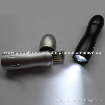 New Product Flashlight USB Drives with 128, 256, 512MB, 1, 2, 4, 8, 16GB Capacity